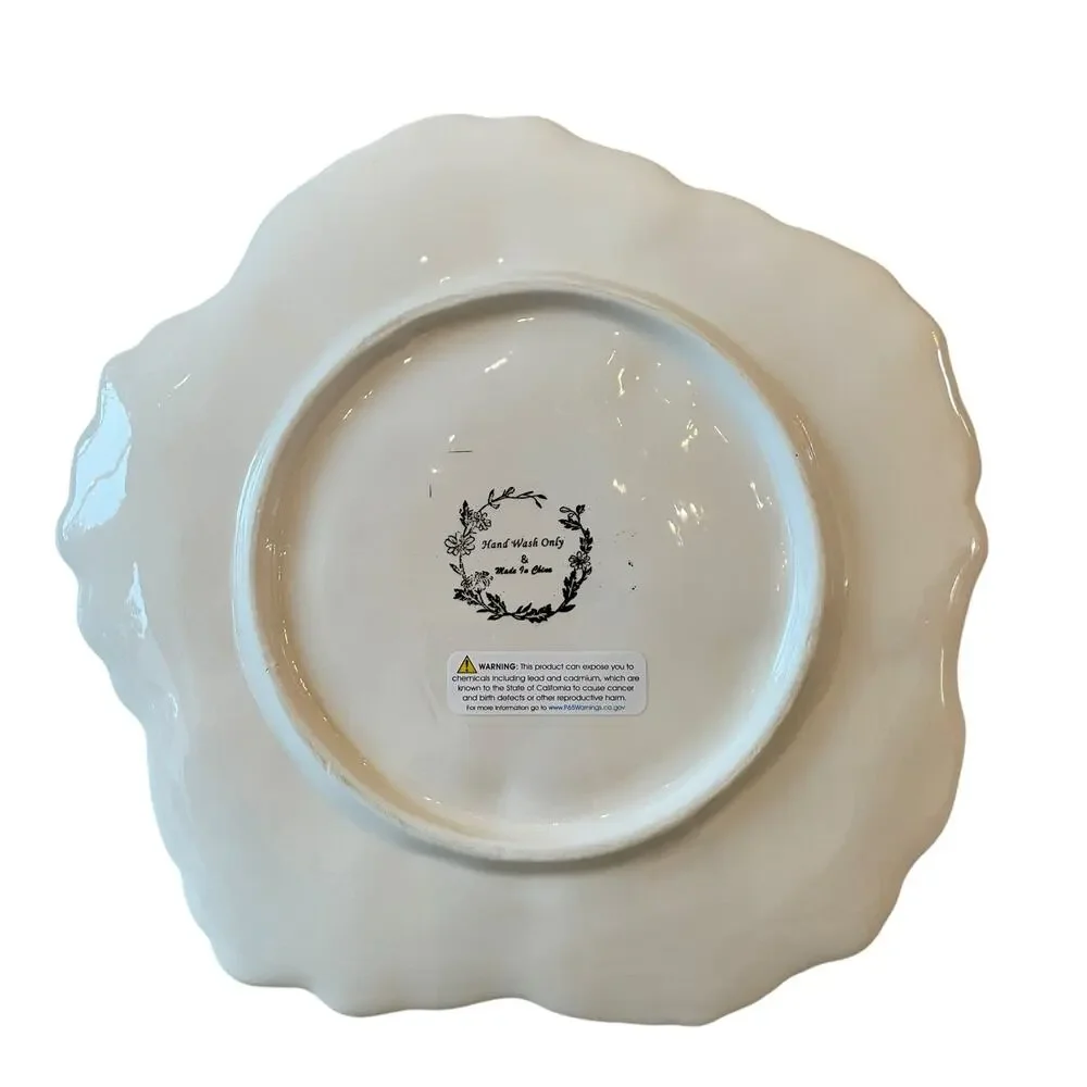 Maxcera Pink Floral Ceramic Dinner Plates 10in Set of 4 Spring New